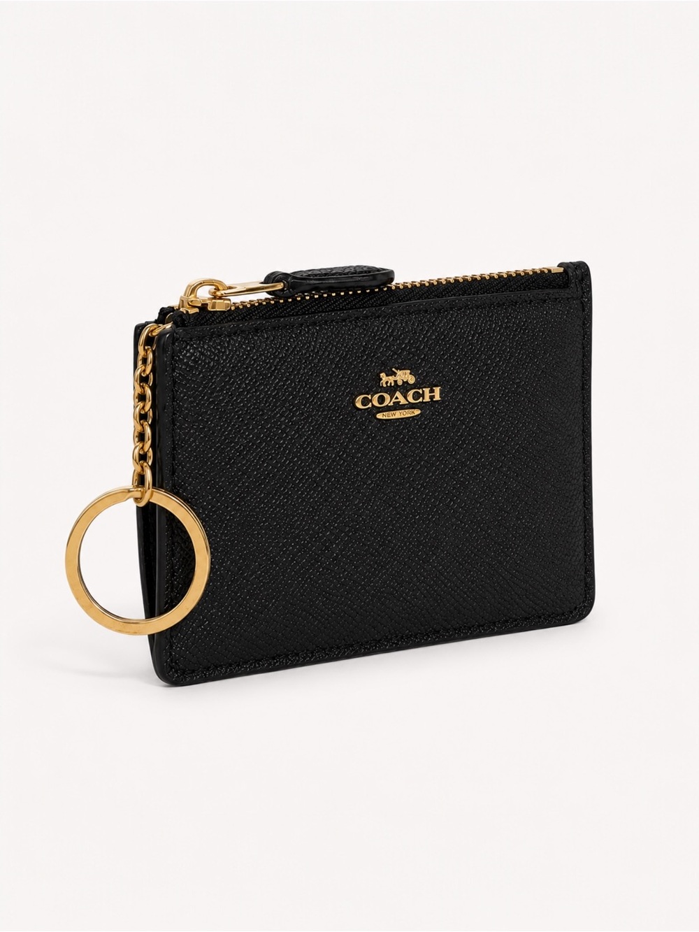 Coach Mini Skinny ID Case Black Leather Keychain Wallet 57841 - Picture 3 of 12